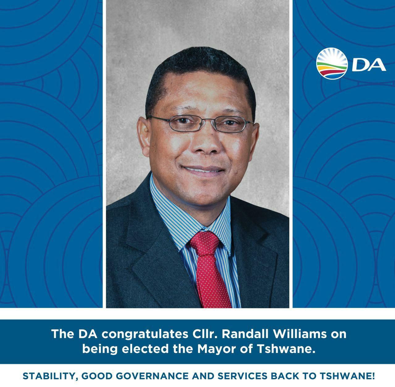 Mayor Williams will restore DA stability, good governance, and service delivery to Tshwane
