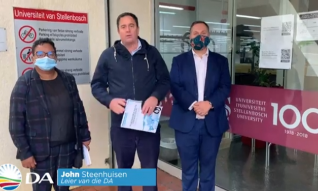 DA-leader John Steenhuisen conducted a fact-finding mission to Stellenbosch University